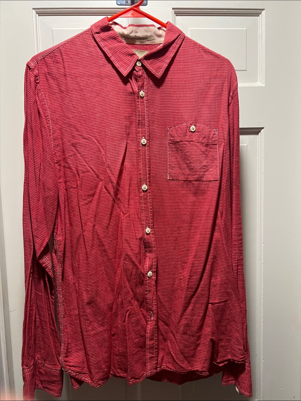 Scotch & Soda Red Long-Sleeve Button-Down Shirt